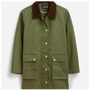 NWT J. Crew Heritage Barn Jacket Green Waxed Canvas Twill Womens S Chore Coat